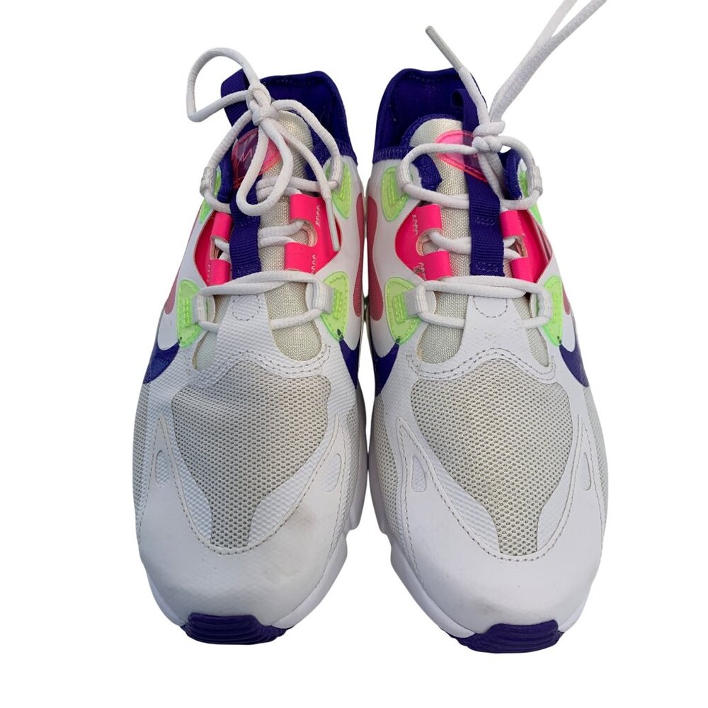 Nike Air Max Womens Sneakers 6.5 White neon Mesh Lace-Up Athletic Shoes 8969 - Picture 3 of 11